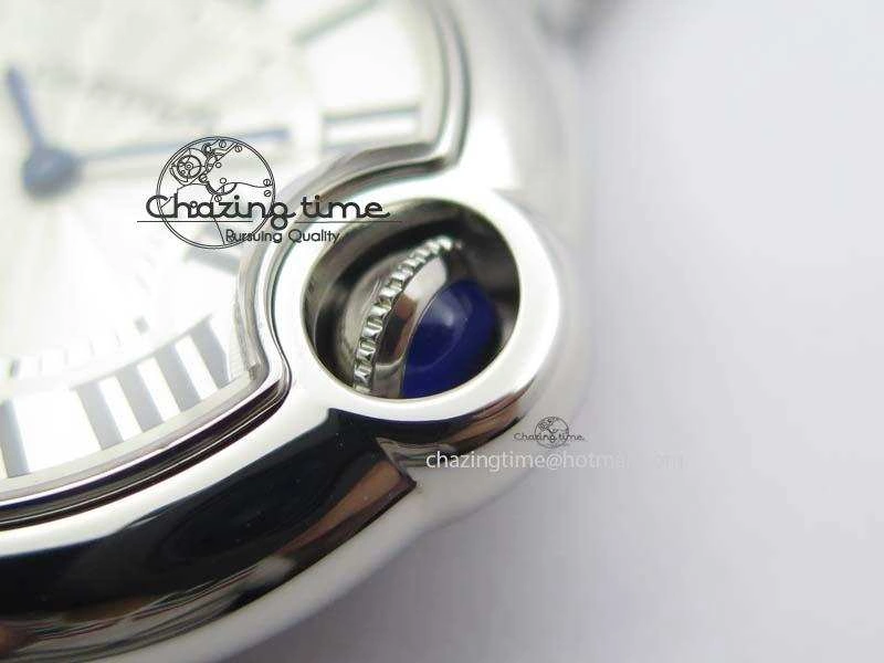 Ballon Bleu 33mm SS TW 1:1 Best Edition White Dial On SS Bracelet Ronda Quartz