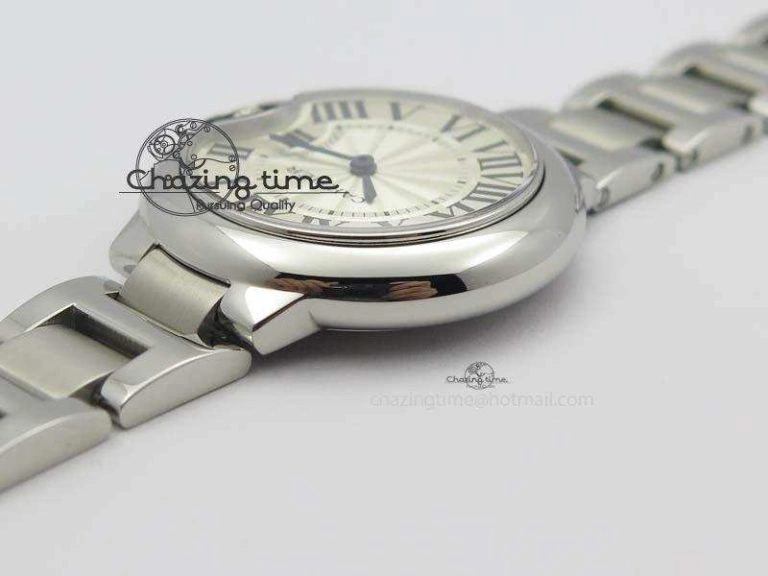 Ballon Bleu 33mm SS TW 1:1 Best Edition White Dial On SS Bracelet Ronda Quartz