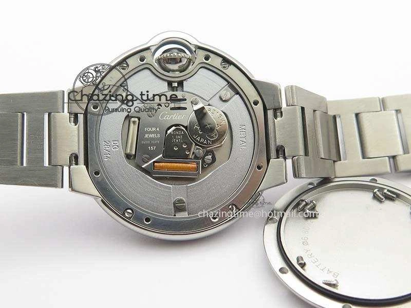 Ballon Bleu 33mm SS TW 1:1 Best Edition White Dial On SS Bracelet Ronda Quartz