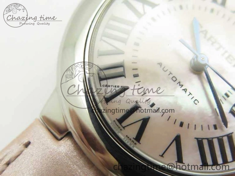 Ballon Bleu 33mm SS V6F 1:1 Best Edition Pink MOP Dial On Pink Leather Strap SEIKO NH05A