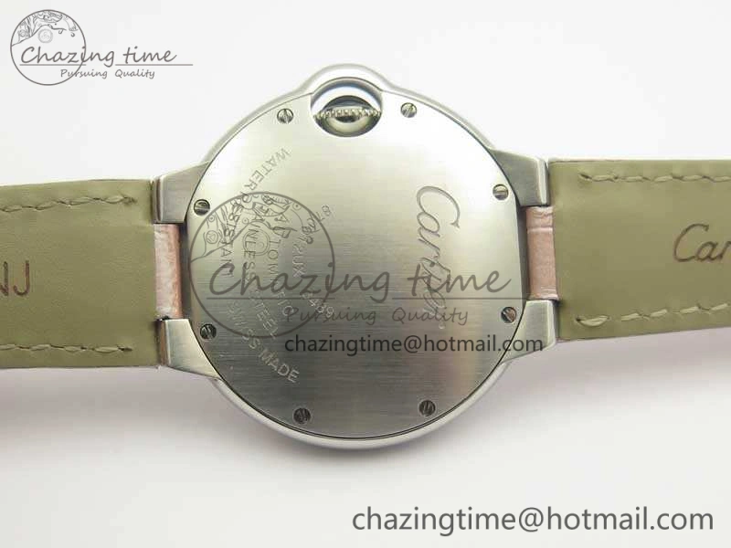Ballon Bleu 33mm SS V6F 1:1 Best Edition Pink MOP Dial On Pink Leather Strap SEIKO NH05A
