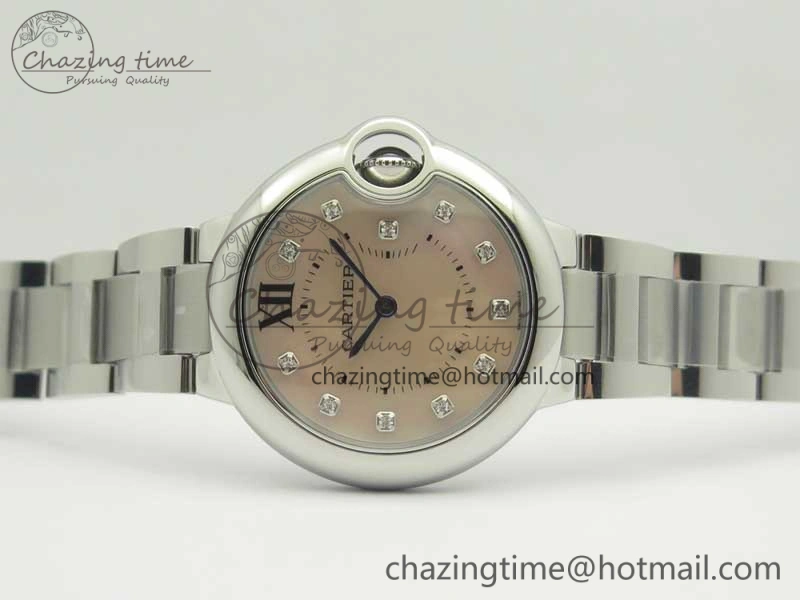 Ballon Bleu 33mm SS V6F 1:1 Best Edition Pink MOP Dial on SS Bracelet Quartz