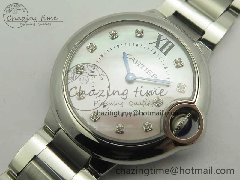 Ballon Bleu 33mm SS V6F 1:1 Best Edition Pink MOP Dial on SS Bracelet Quartz