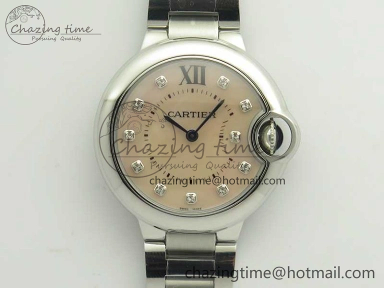 Ballon Bleu 33mm SS V6F 1:1 Best Edition Pink MOP Dial on SS Bracelet Quartz