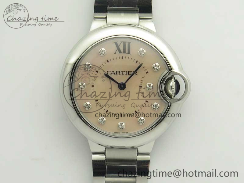 Ballon Bleu 33mm SS V6F 1:1 Best Edition Pink MOP Dial on SS Bracelet Quartz