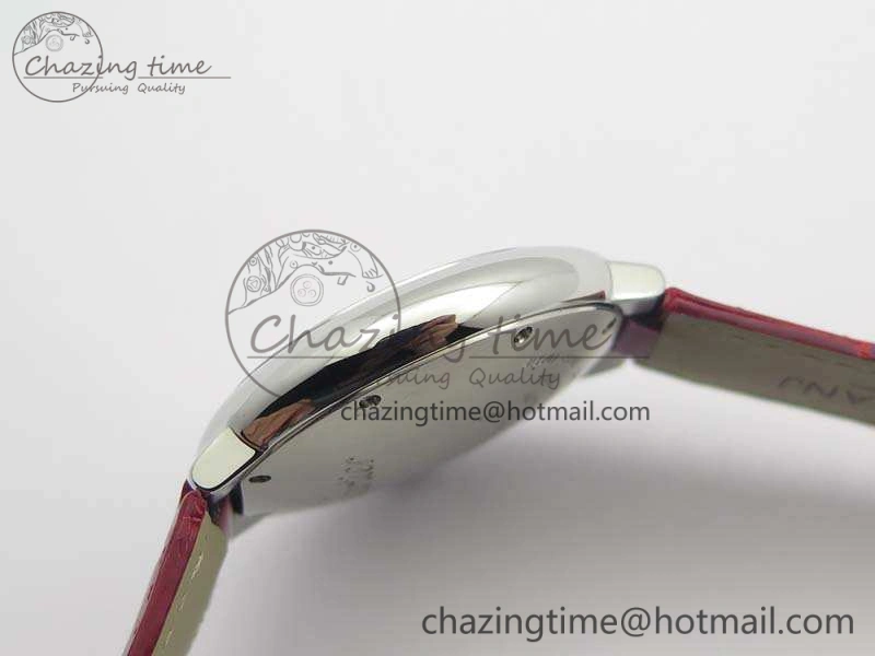 Ballon Bleu 33mm SS V6F 1:1 Best Edition Red Dial On Leather Strap SEIKO NH05A