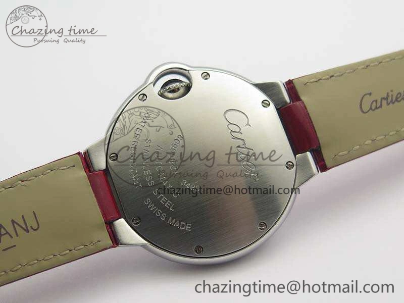 Ballon Bleu 33mm SS V6F 1:1 Best Edition Red Dial On Leather Strap SEIKO NH05A