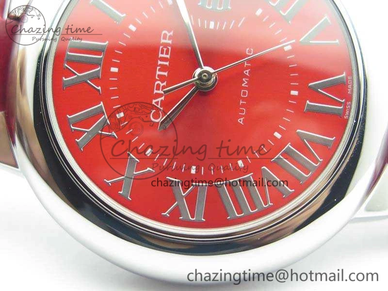 Ballon Bleu 33mm SS V6F 1:1 Best Edition Red Dial On Leather Strap SEIKO NH05A