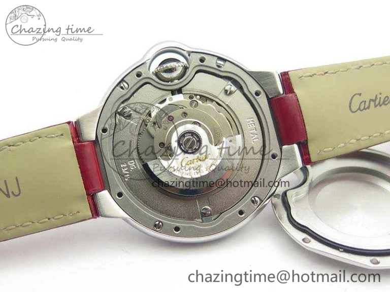 Ballon Bleu 33mm SS V6F 1:1 Best Edition Red Dial On Leather Strap SEIKO NH05A