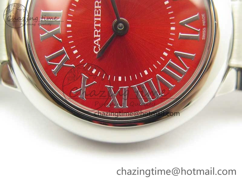 Ballon Bleu 33mm SS V6F 1:1 Best Edition Red Dial on SS Bracelet Quartz
