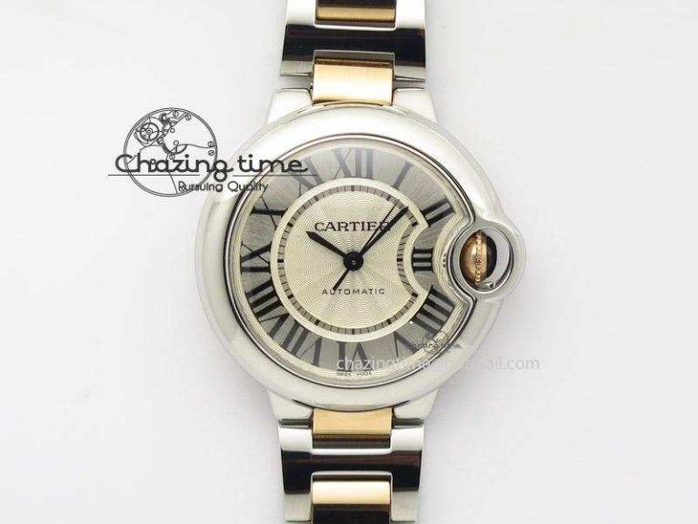 Ballon Bleu 33mm SS V6F 1:1 Best Edition White Dial On SS RG Bracelet SEIKO NH05A