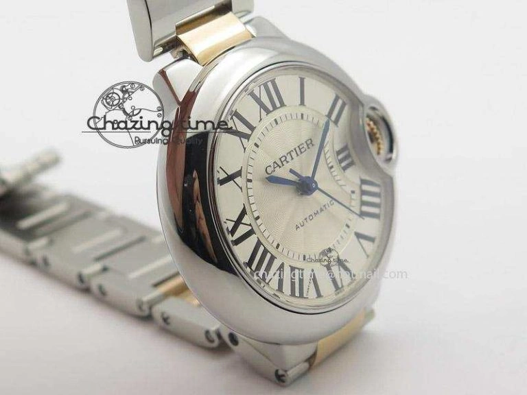 Ballon Bleu 33mm SS V6F 1:1 Best Edition White Dial On SS RG Bracelet SEIKO NH05A