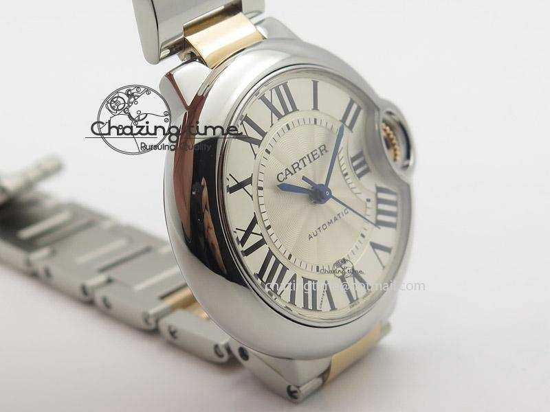 Ballon Bleu 33mm SS V6F 1:1 Best Edition White Dial On SS RG Bracelet SEIKO NH05A