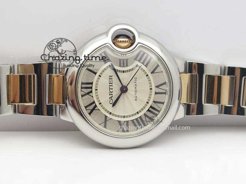 Ballon Bleu 33mm SS V6F 1:1 Best Edition White Dial On SS RG Bracelet SEIKO NH05A