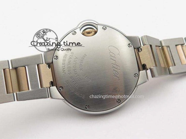 Ballon Bleu 33mm SS V6F 1:1 Best Edition White Dial On SS RG Bracelet SEIKO NH05A