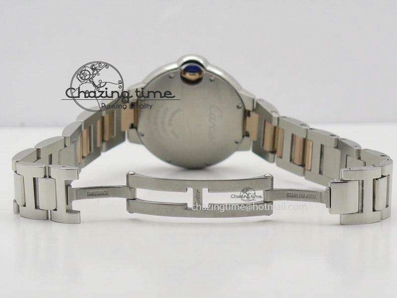 Ballon Bleu 33mm SS V6F 1:1 Best Edition White Dial On SS RG Bracelet SEIKO NH05A