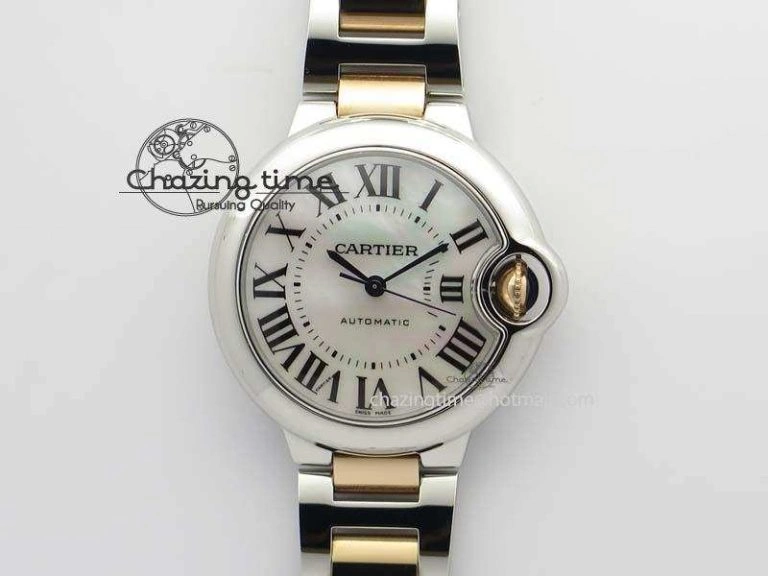 Ballon Bleu 33mm SS V6F 1:1 Best Edition White MOP Dial On SS RG Bracelet SEIKO NH05A