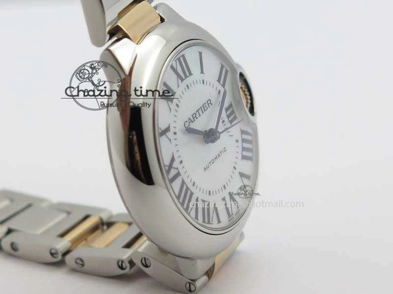 Ballon Bleu 33mm SS V6F 1:1 Best Edition White MOP Dial On SS RG Bracelet SEIKO NH05A