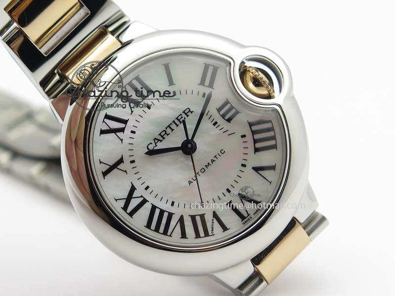 Ballon Bleu 33mm SS V6F 1:1 Best Edition White MOP Dial On SS RG Bracelet SEIKO NH05A