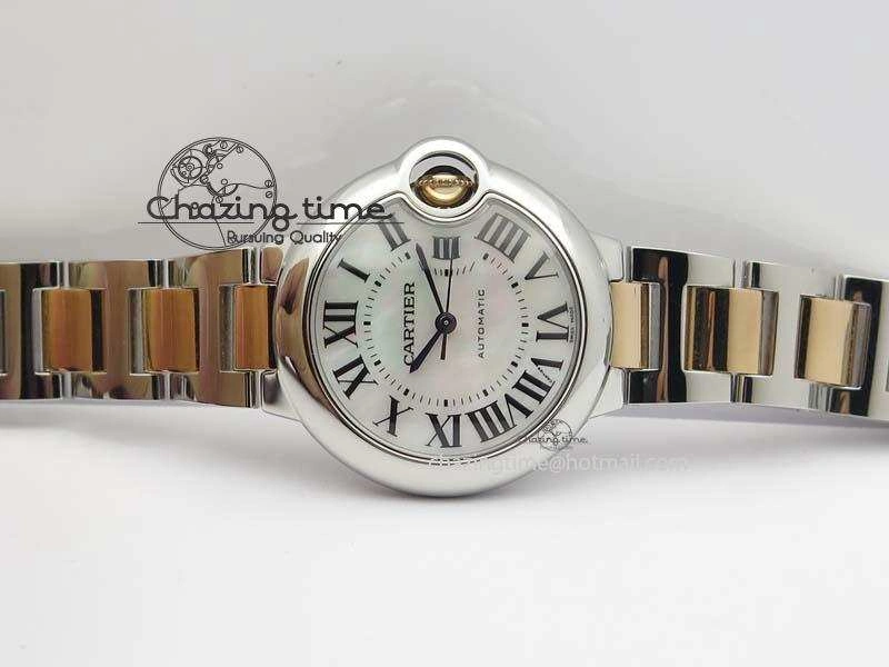 Ballon Bleu 33mm SS V6F 1:1 Best Edition White MOP Dial On SS RG Bracelet SEIKO NH05A