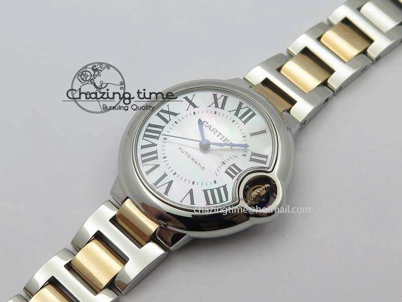 Ballon Bleu 33mm SS V6F 1:1 Best Edition White MOP Dial On SS RG Bracelet SEIKO NH05A