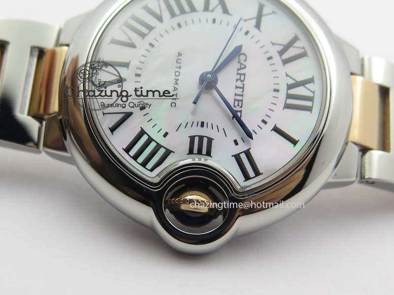 Ballon Bleu 33mm SS V6F 1:1 Best Edition White MOP Dial On SS RG Bracelet SEIKO NH05A