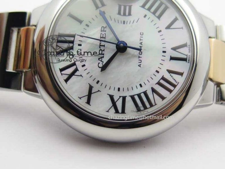 Ballon Bleu 33mm SS V6F 1:1 Best Edition White MOP Dial On SS RG Bracelet SEIKO NH05A