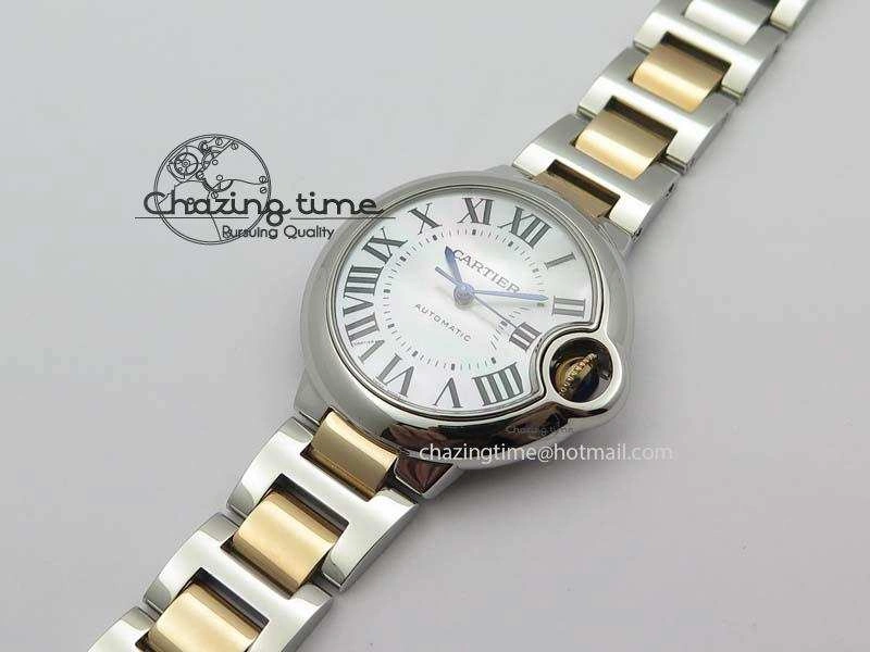 Ballon Bleu 33mm SS V6F 1:1 Best Edition White MOP Dial On SS RG Bracelet SEIKO NH05A