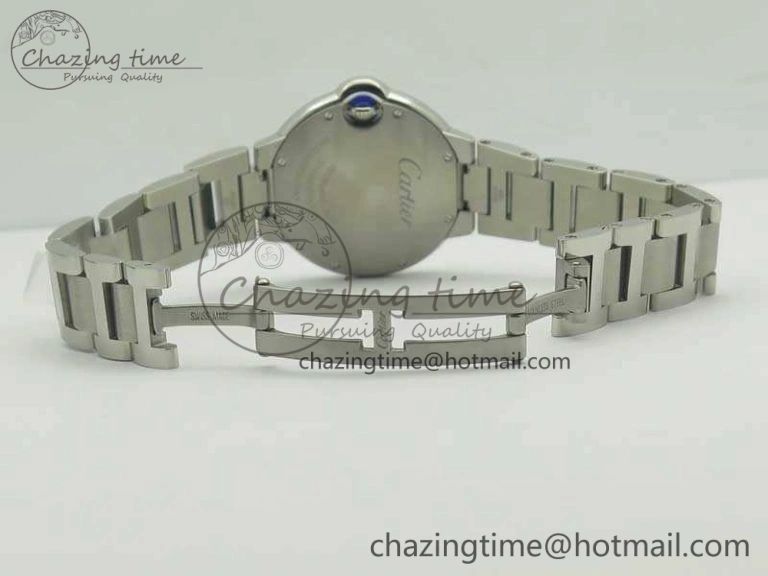 Ballon Bleu 33mm SS V6F 1:1 Best Edition White MOP Diam Dial On SS Bracelet Quartz