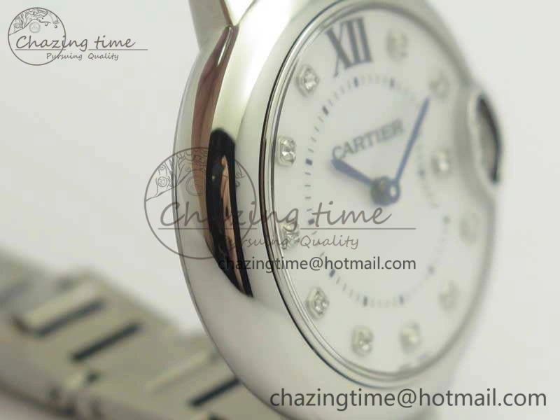 Ballon Bleu 33mm SS V6F 1:1 Best Edition White MOP Diam Dial On SS Bracelet Quartz