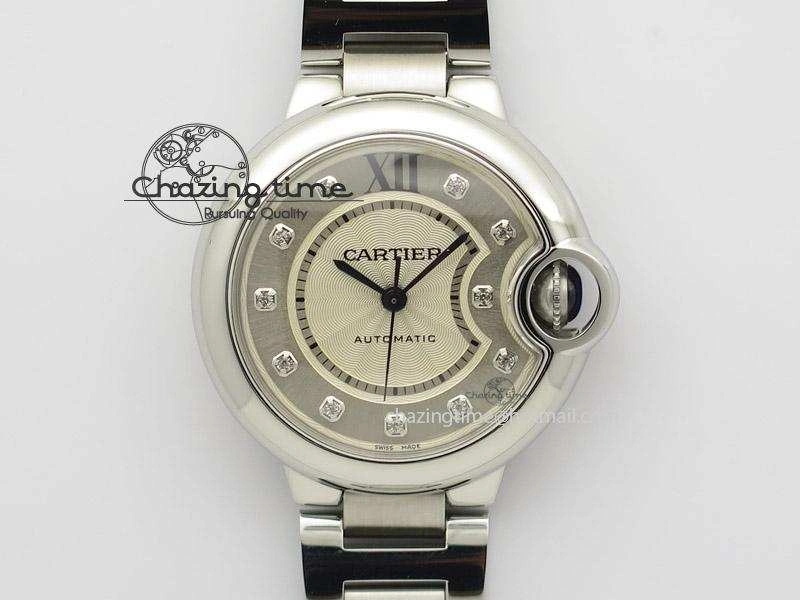 Ballon Bleu 33mm SS V6F Best Edition White Dial Diamonds Markers On SS Bracelet SEIKO NH05A