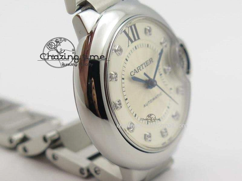 Ballon Bleu 33mm SS V6F Best Edition White Dial Diamonds Markers On SS Bracelet SEIKO NH05A