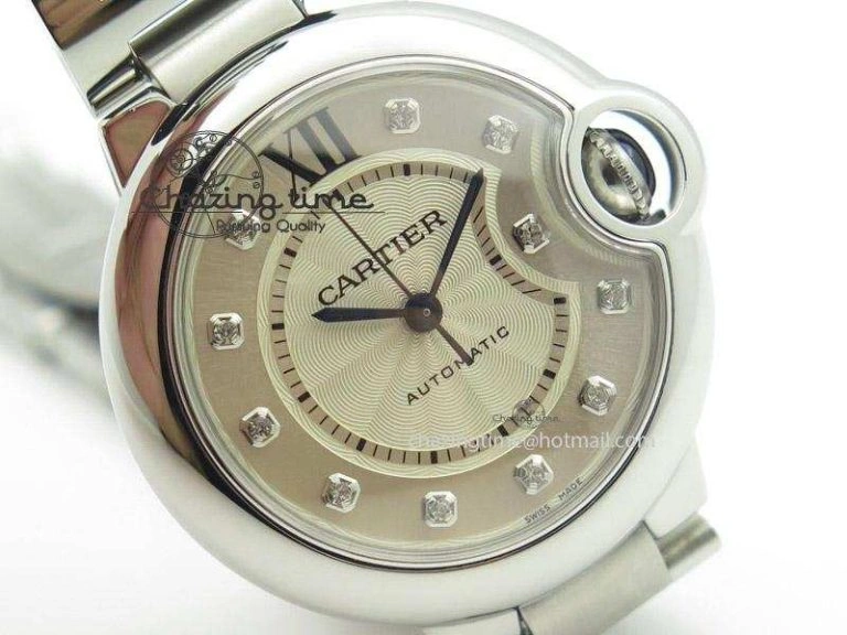Ballon Bleu 33mm SS V6F Best Edition White Dial Diamonds Markers On SS Bracelet SEIKO NH05A