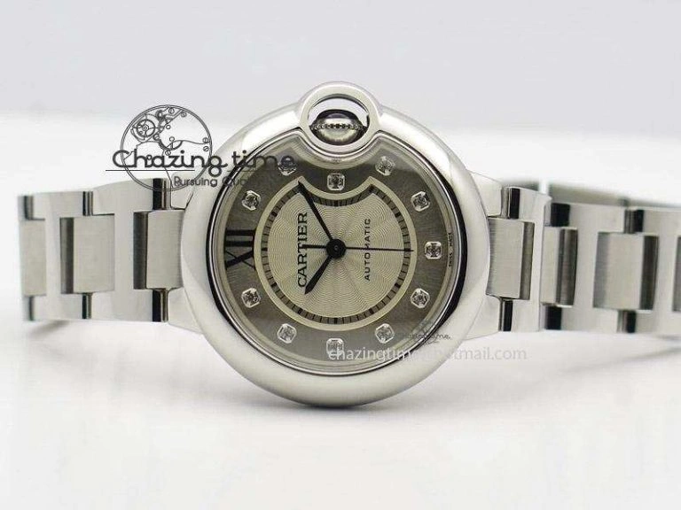 Ballon Bleu 33mm SS V6F Best Edition White Dial Diamonds Markers On SS Bracelet SEIKO NH05A