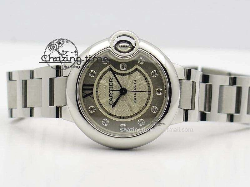 Ballon Bleu 33mm SS V6F Best Edition White Dial Diamonds Markers On SS Bracelet SEIKO NH05A