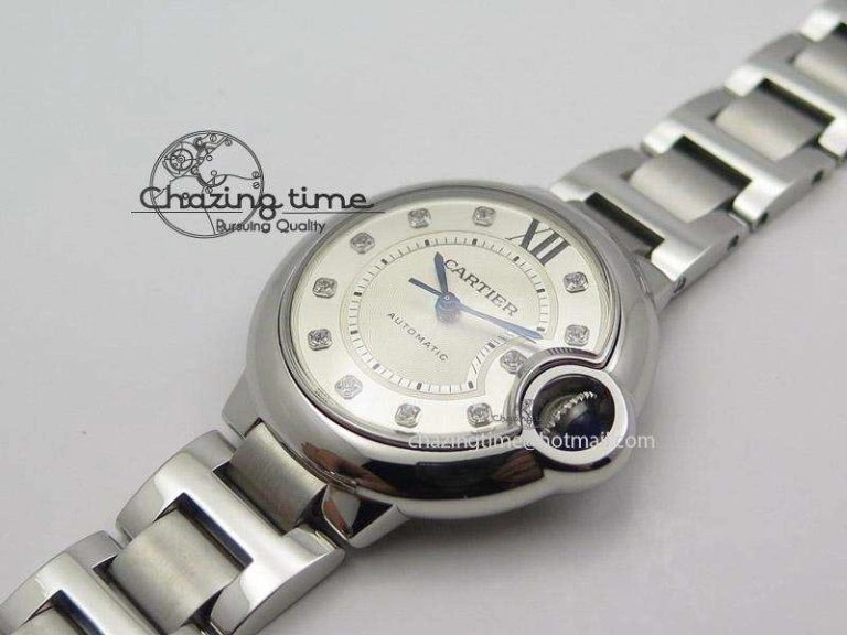 Ballon Bleu 33mm SS V6F Best Edition White Dial Diamonds Markers On SS Bracelet SEIKO NH05A