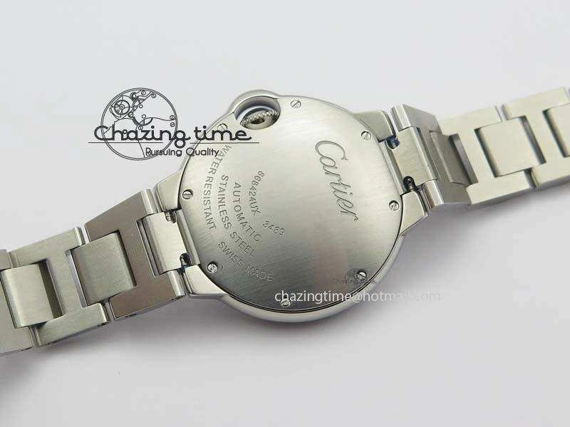 Ballon Bleu 33mm SS V6F Diamond Markers Pink Mop Dial On SS Bracelet Ronda Quartz