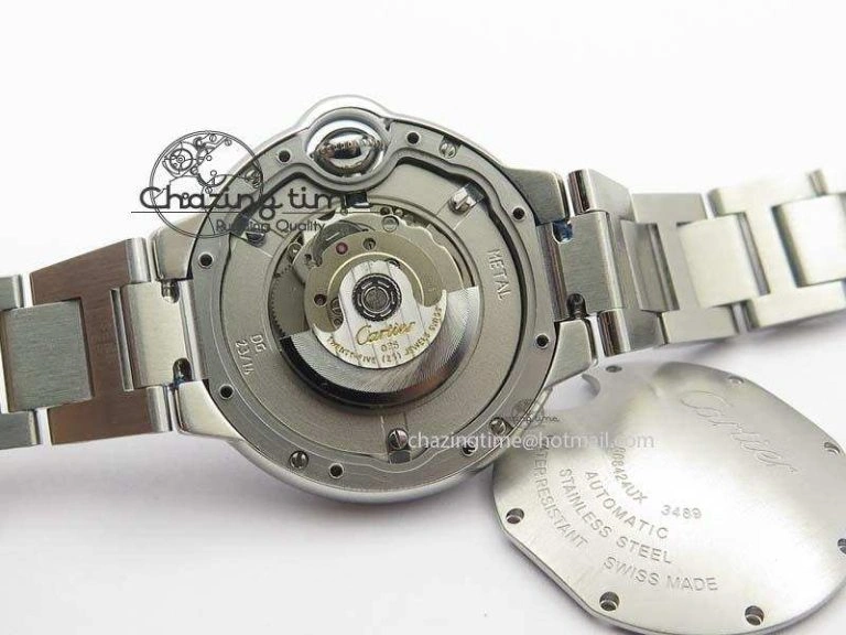 Ballon Bleu 33mm SS V6F Diamond Markers Pink Mop Dial On SS Bracelet Ronda Quartz
