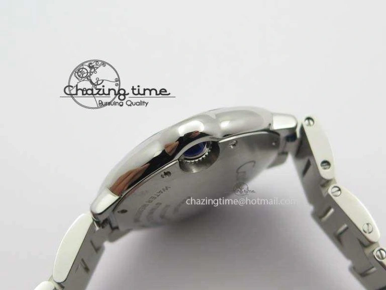 Ballon Bleu 33mm SS V6F Diamond Markers White Mop Dial On SS Bracelet Ronda Quartz