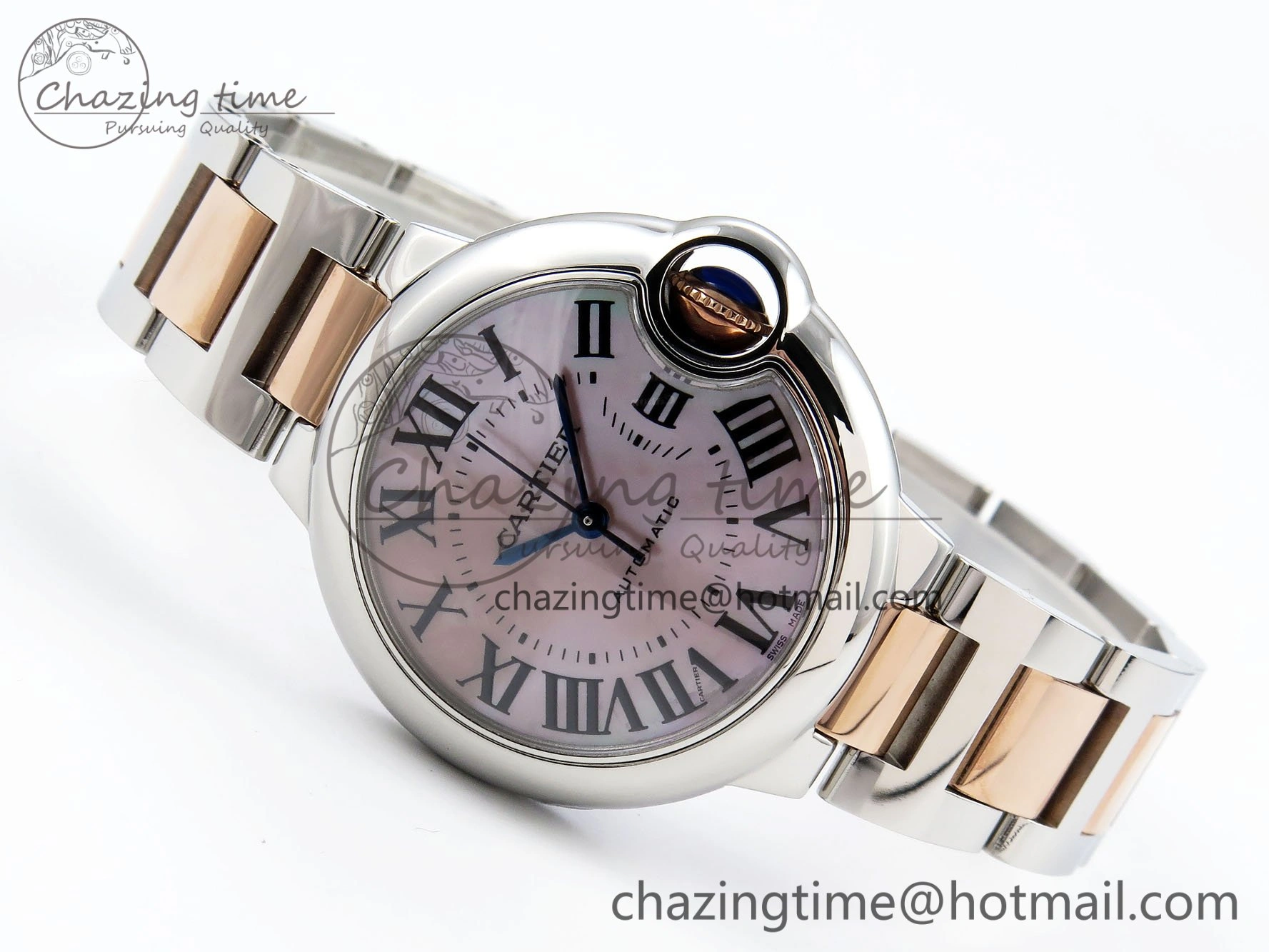 Ballon Bleu 33mm SS RG AF 1:1 Best Edition Pink MOP Dial on SS RG Bracelet SEIKO NH05A