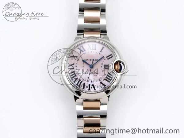 Ballon Bleu 33mm SS RG AF 1:1 Best Edition Pink MOP Dial on SS RG Bracelet SEIKO NH05A
