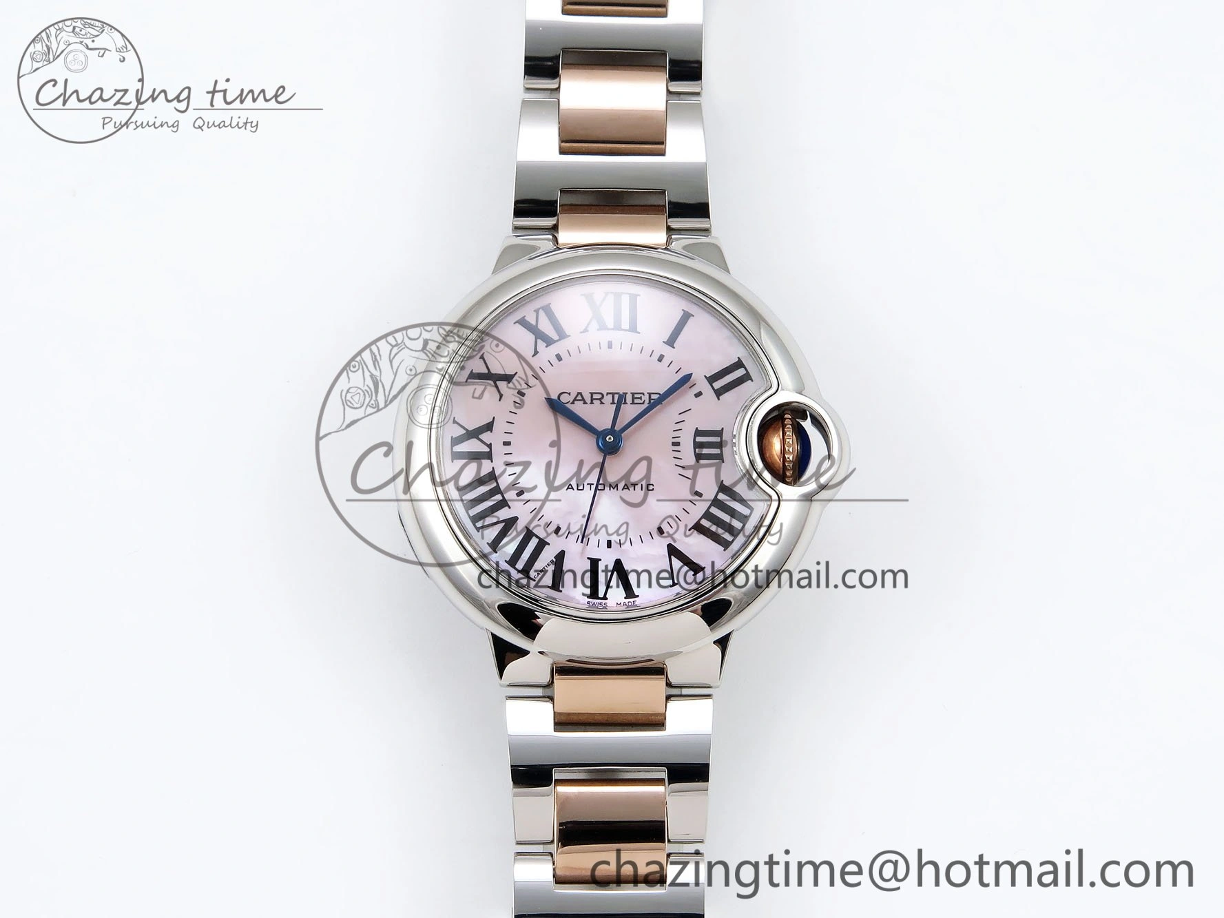Ballon Bleu 33mm SS RG AF 1:1 Best Edition Pink MOP Dial on SS RG Bracelet SEIKO NH05A
