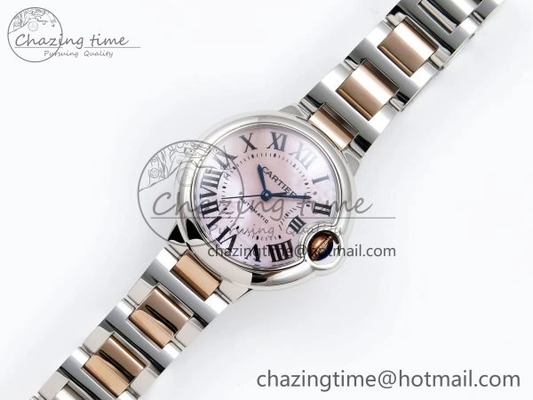 Ballon Bleu 33mm SS RG AF 1:1 Best Edition Pink MOP Dial on SS RG Bracelet SEIKO NH05A