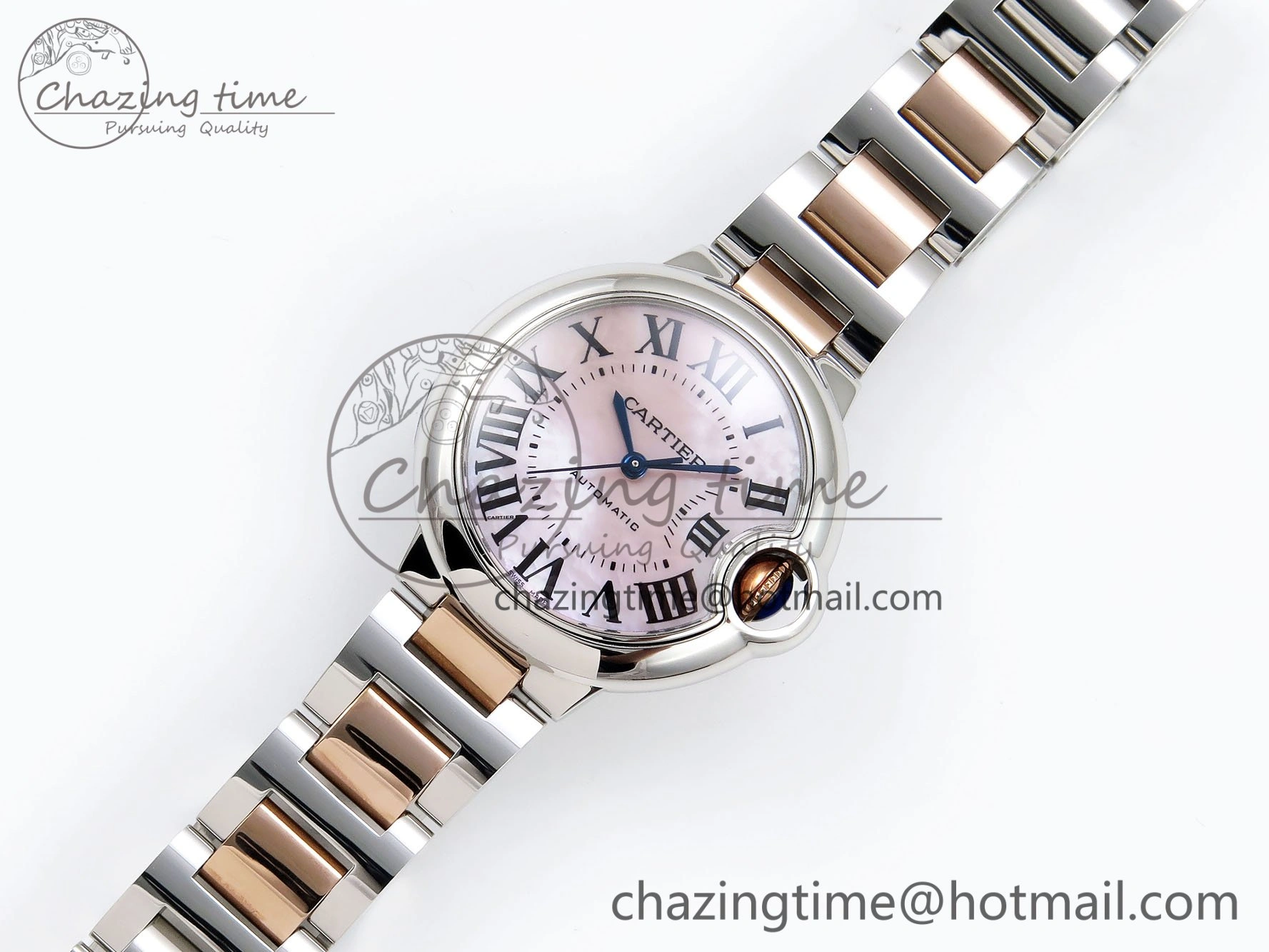 Ballon Bleu 33mm SS RG AF 1:1 Best Edition Pink MOP Dial on SS RG Bracelet SEIKO NH05A