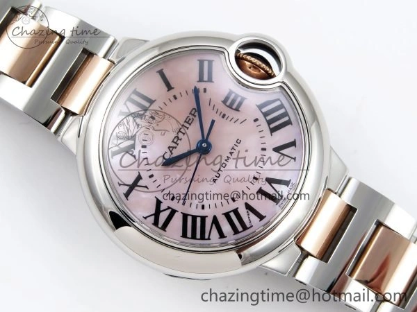 Ballon Bleu 33mm SS RG AF 1:1 Best Edition Pink MOP Dial on SS RG Bracelet SEIKO NH05A