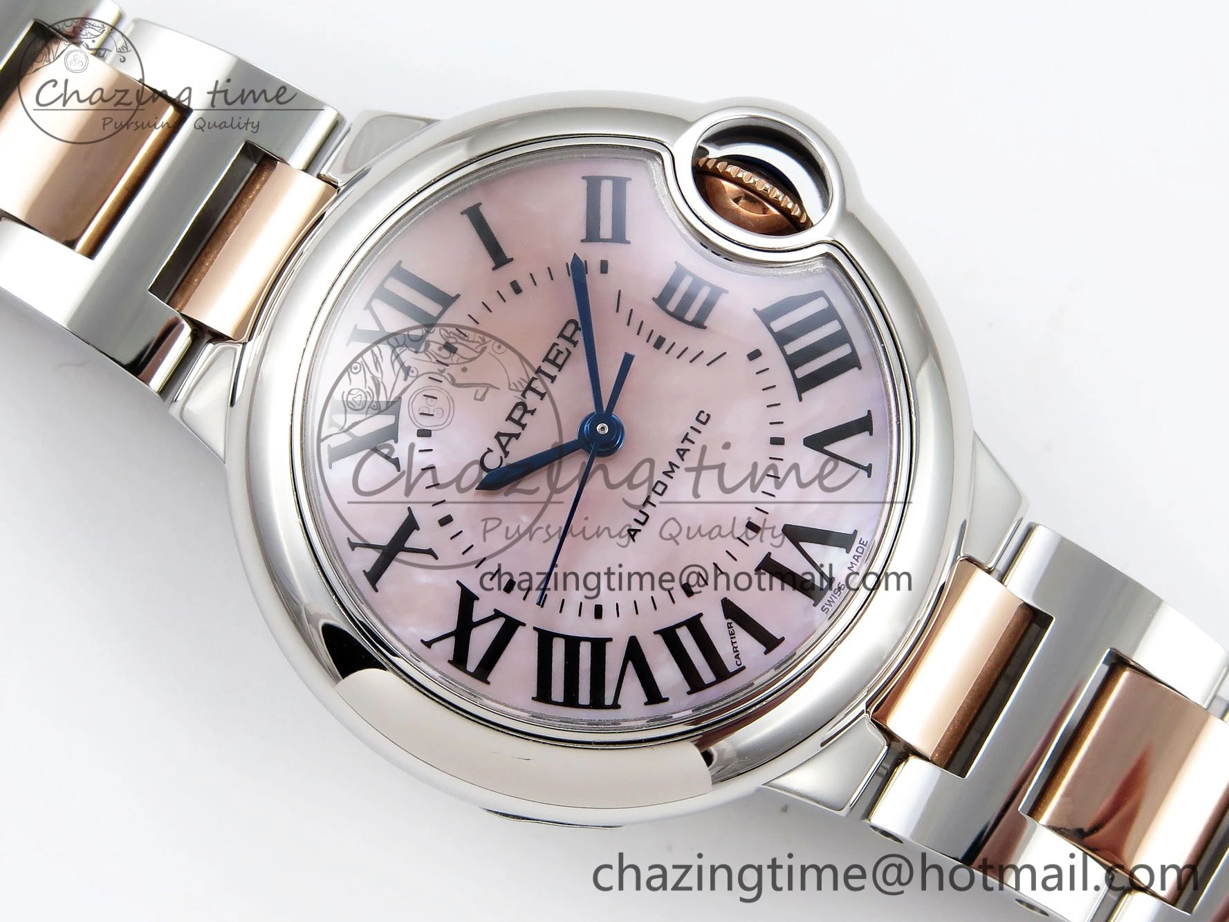 Ballon Bleu 33mm SS RG AF 1:1 Best Edition Pink MOP Dial on SS RG Bracelet SEIKO NH05A