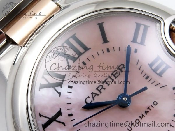 Ballon Bleu 33mm SS RG AF 1:1 Best Edition Pink MOP Dial on SS RG Bracelet SEIKO NH05A