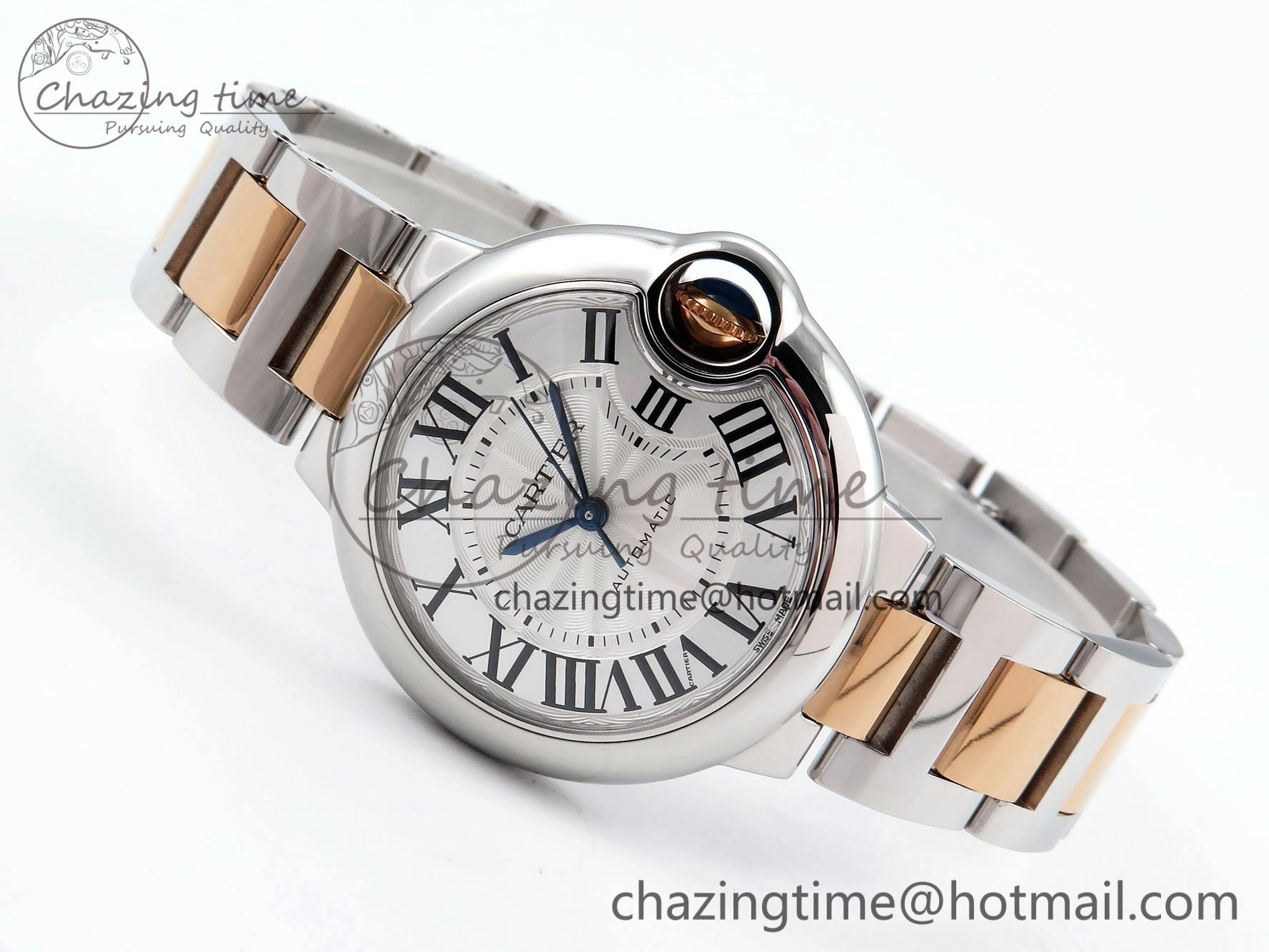 Ballon Bleu 33mm SS RG AF 1:1 Best Edition Silver Dial on SS RG Bracelet SEIKO NH05A