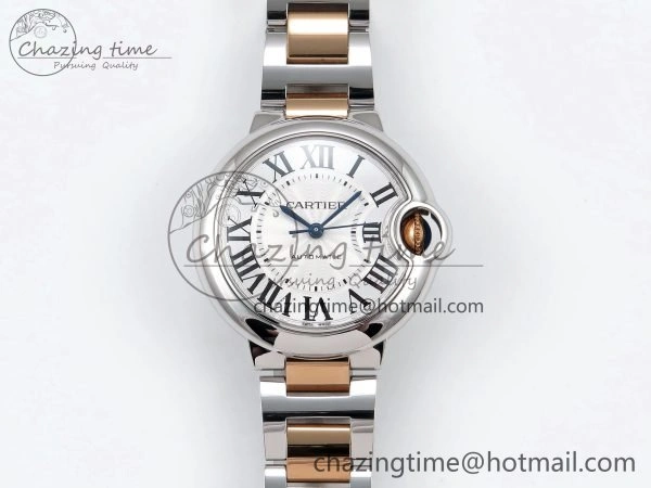 Ballon Bleu 33mm SS RG AF 1:1 Best Edition Silver Dial on SS RG Bracelet SEIKO NH05A
