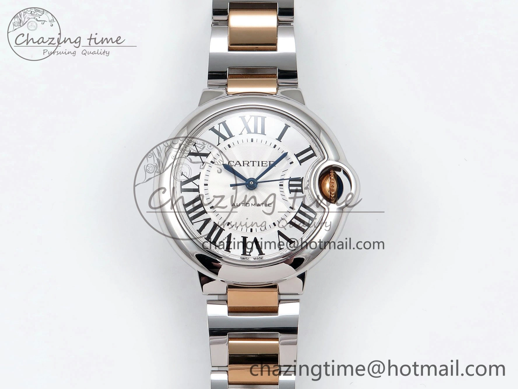 Ballon Bleu 33mm SS RG AF 1:1 Best Edition Silver Dial on SS RG Bracelet SEIKO NH05A
